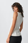 Linen blend vest - Lt linen beige