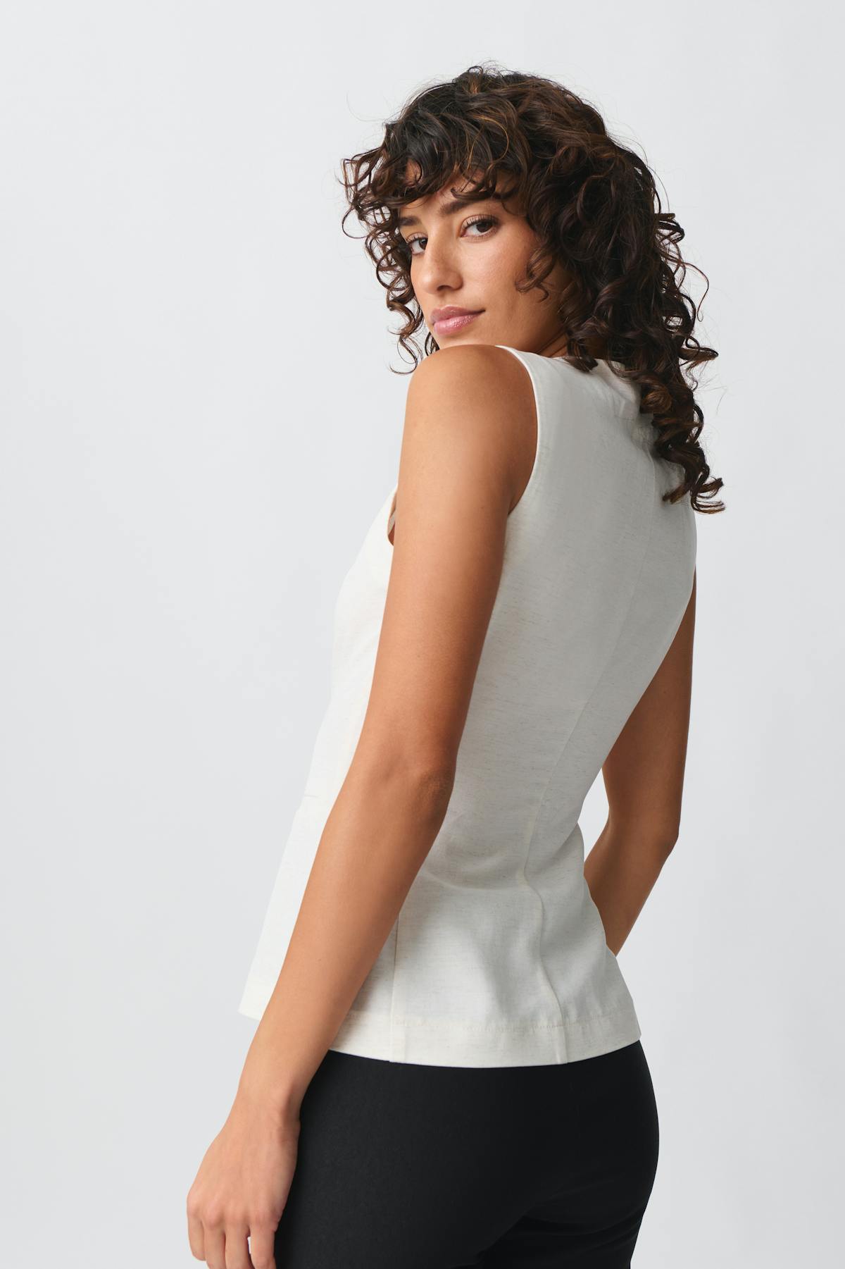 Linen blend vest - Lt linen beige