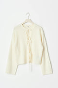 knitted tie cardigan - Lt grey melange