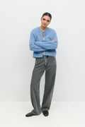 knitted tie cardigan - Dk grey melange