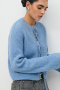 knitted tie cardigan - Dk grey melange