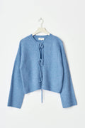 knitted tie cardigan - Cornflower blue