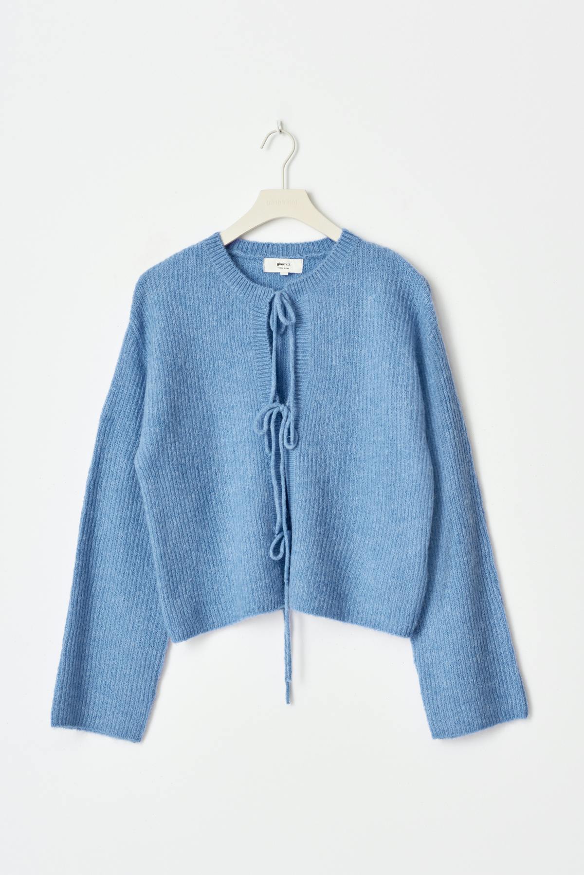 knitted tie cardigan - Cornflower blue