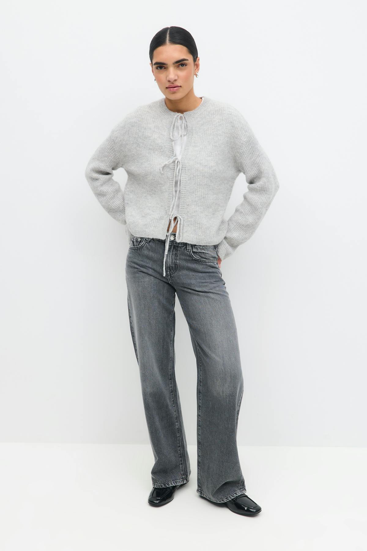 knitted tie cardigan - Cornflower blue
