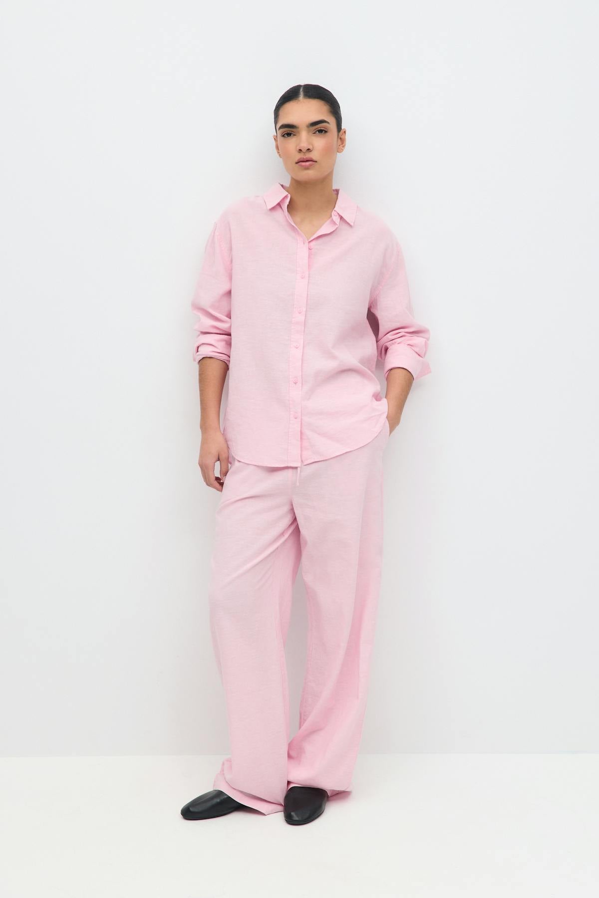 Linen blend shirt - Bleu marine