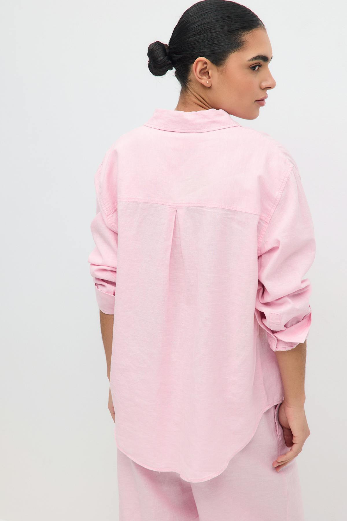 Linen blend shirt - Bleu marine