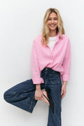 Linen blend shirt - Blue stripe