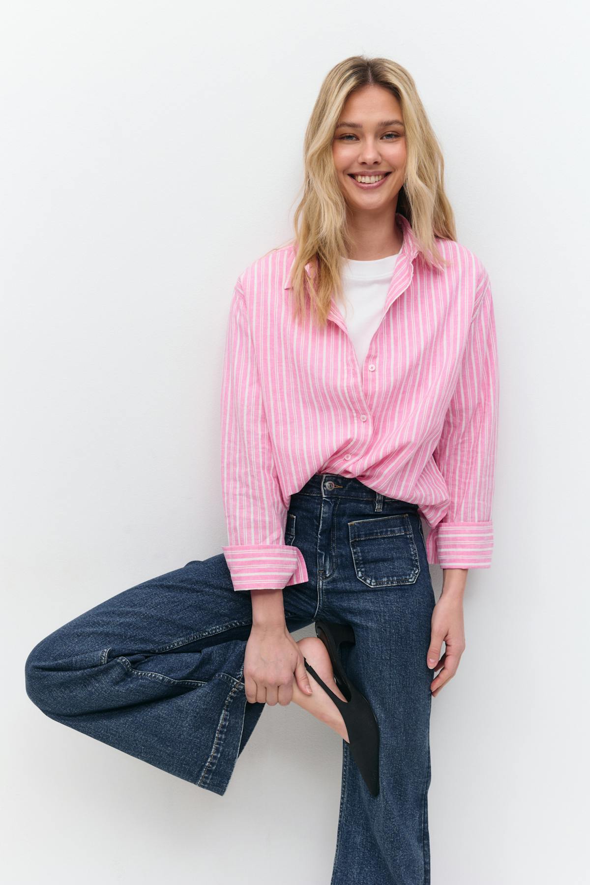 Linen blend shirt - Blue stripe