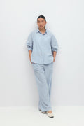 Linen blend shirt - Blue stripe