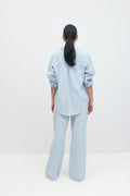 Linen blend shirt - Blue stripe