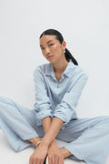 Linen blend shirt - Blue stripe