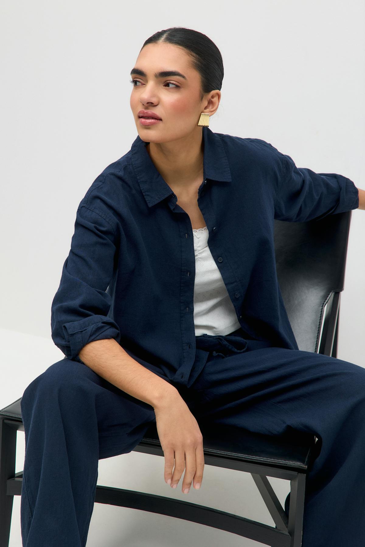 Linen blend shirt - Bleu clair