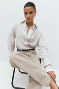 Linen blend shirt - Pink stripe
