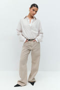 Linen blend shirt - Bleu marine