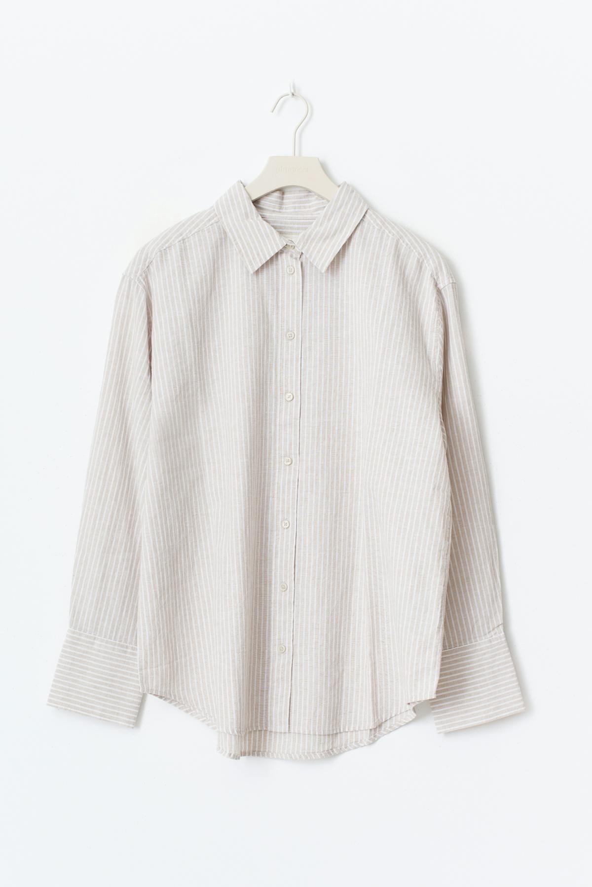 Linen blend shirt - Pink stripe