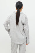 Linen blend shirt - Beige stripe