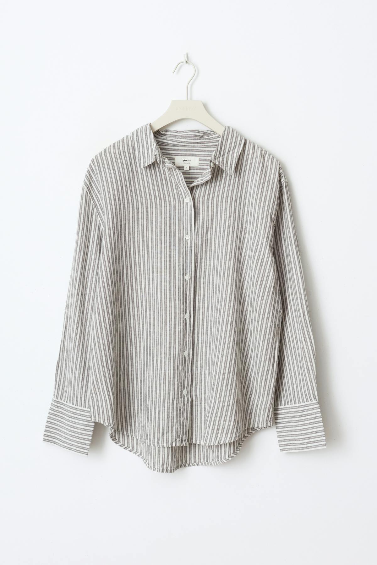 Linen blend shirt - Beige stripe