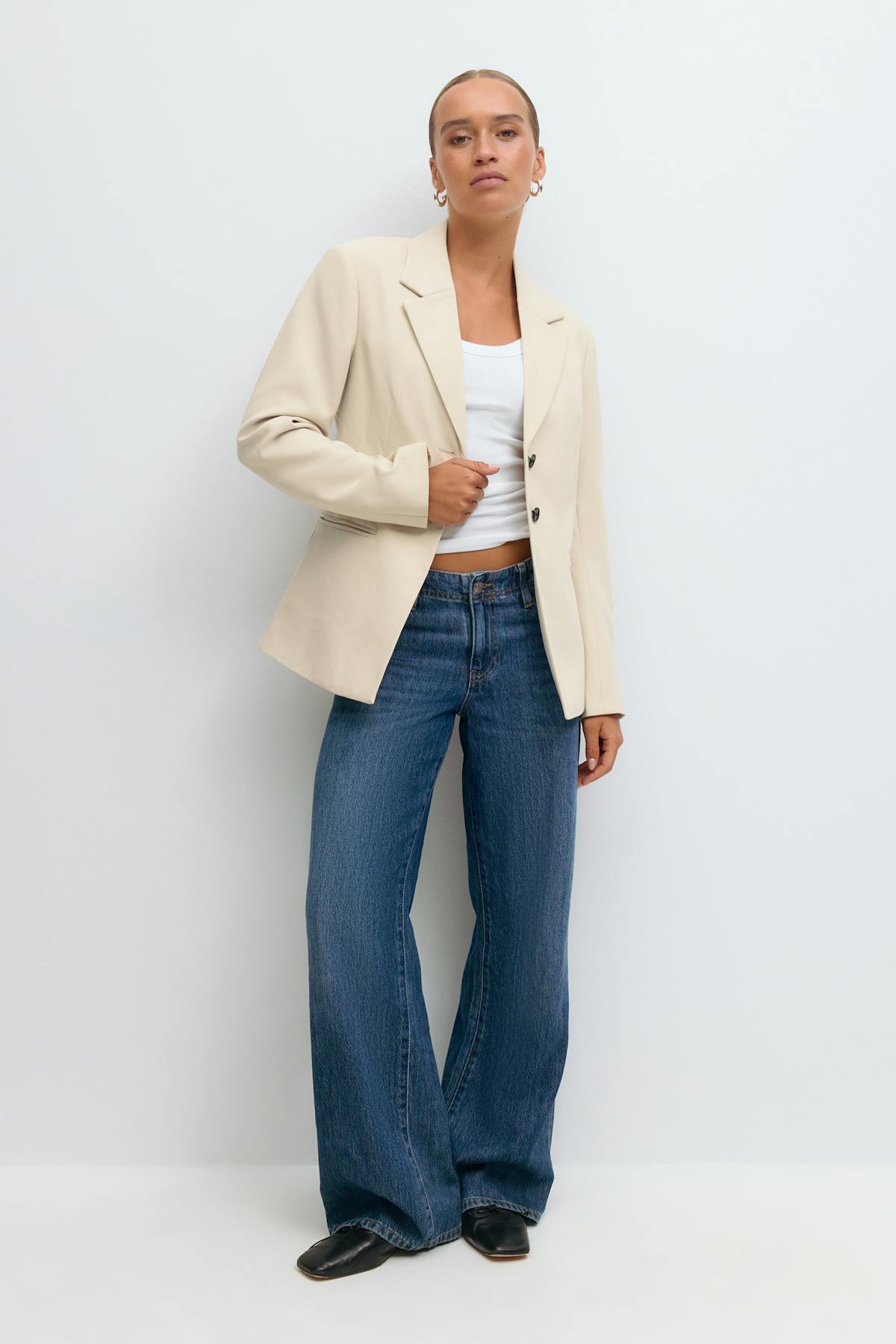 Shaped blazer - Beige melange
