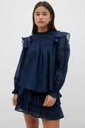 Y boho lace blouse - Bleu marine