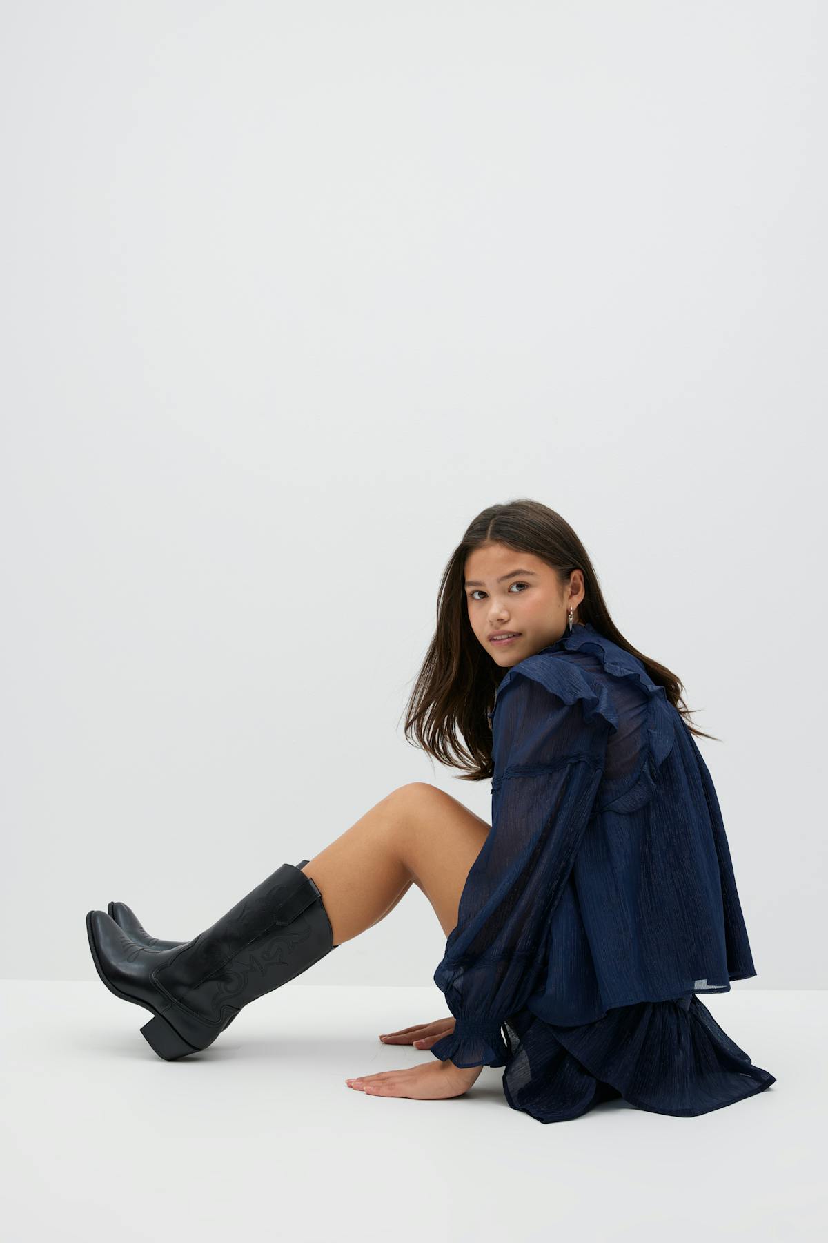 Y boho lace blouse - Bleu marine