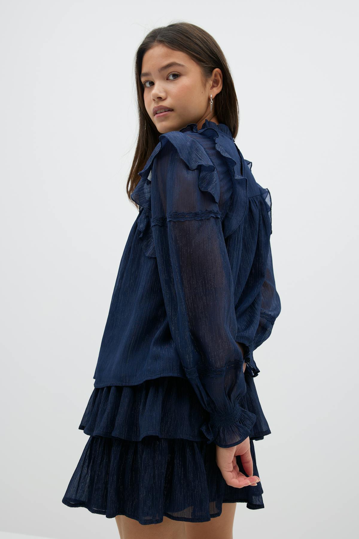 Y boho lace blouse - Bleu marine