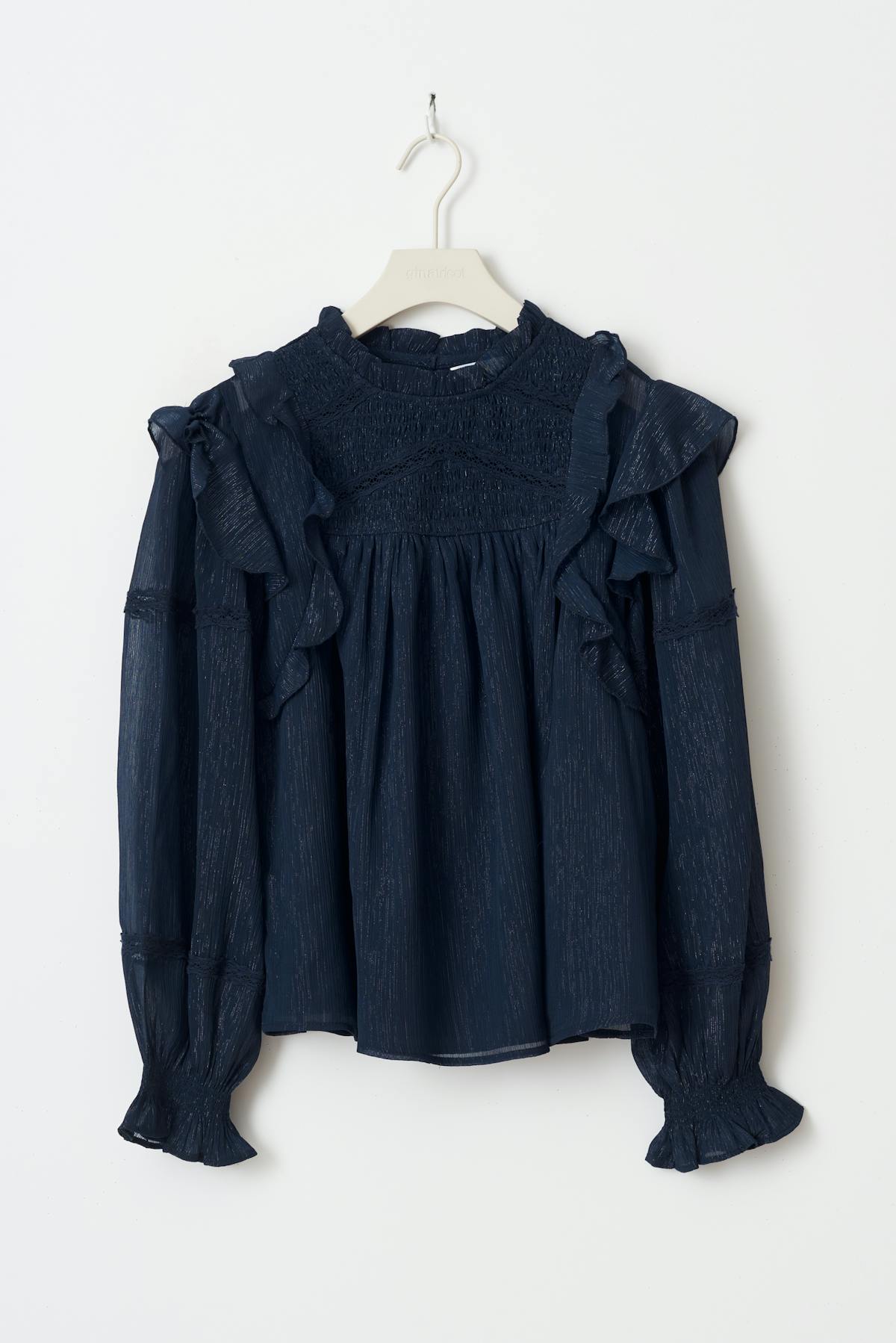 Y boho lace blouse - Bleu marine
