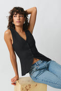 Tailored v-neck vest - Noir