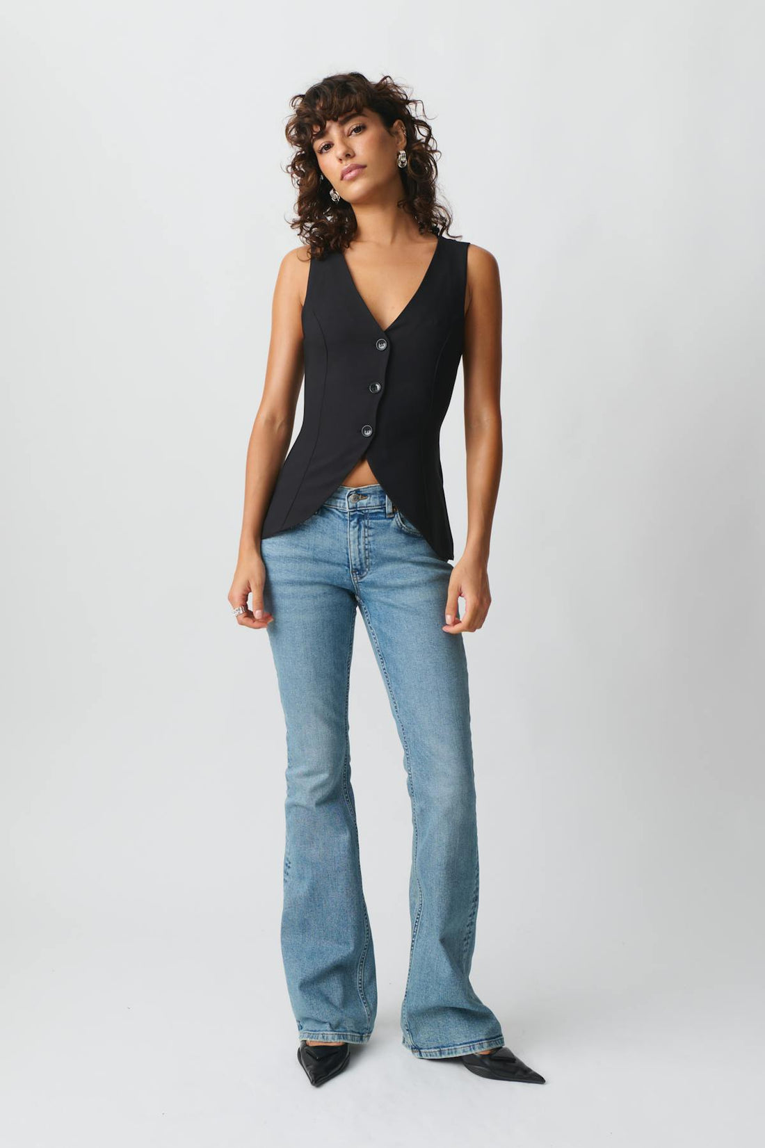 Tailored v-neck vest - Noir