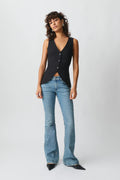 Tailored v-neck vest - Noir