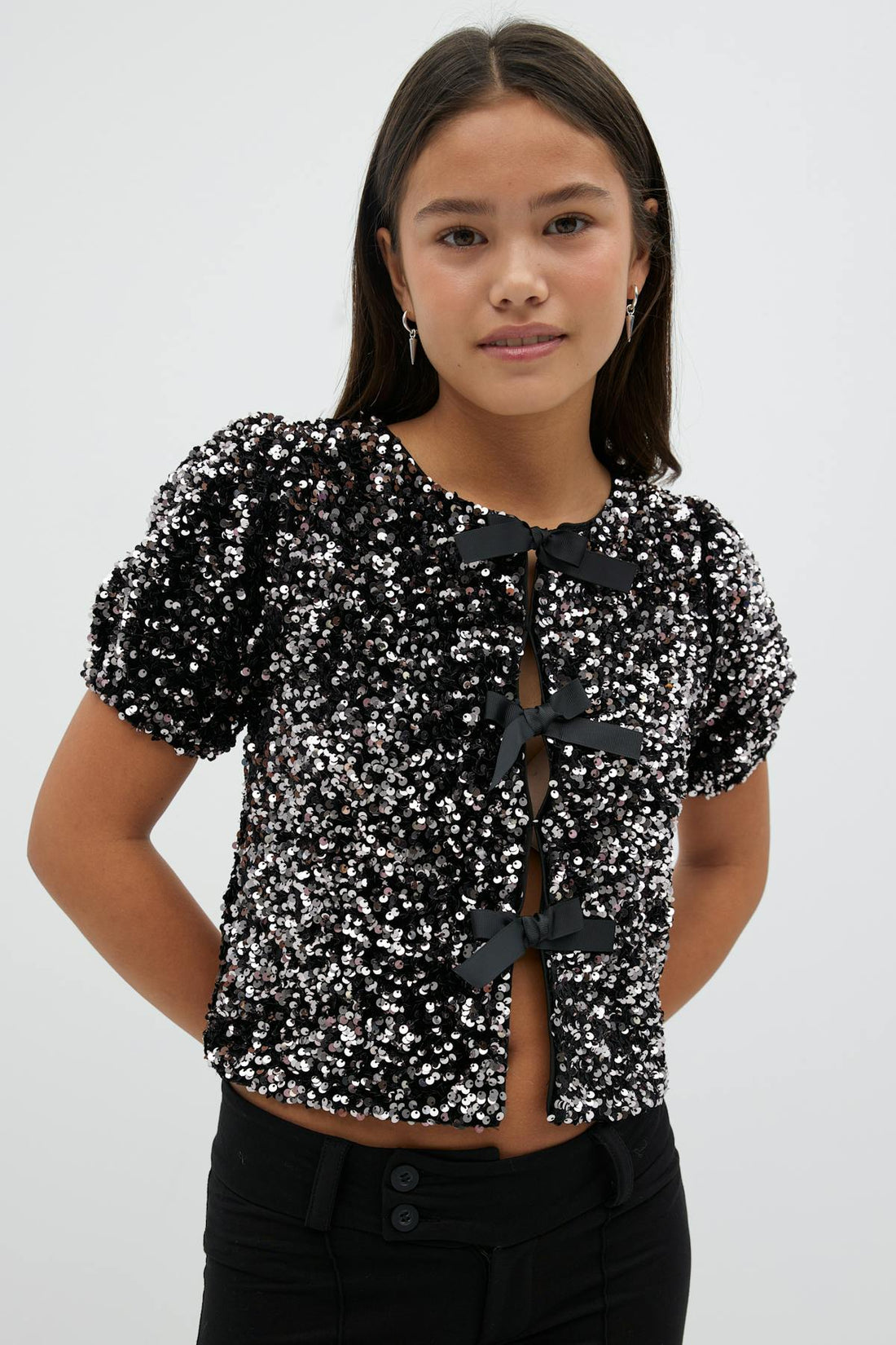 Y sequin top - Noir