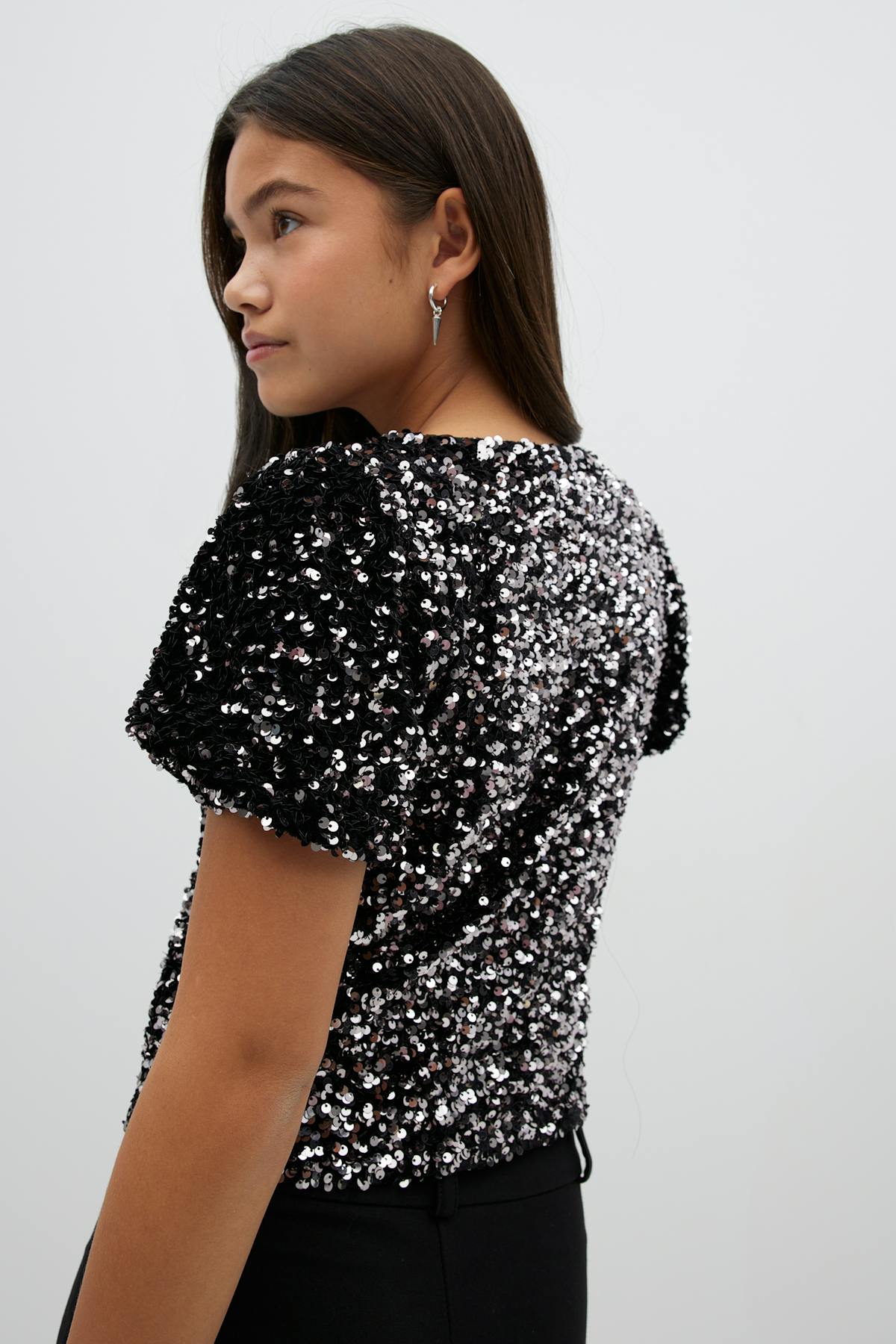 Y sequin top - Noir