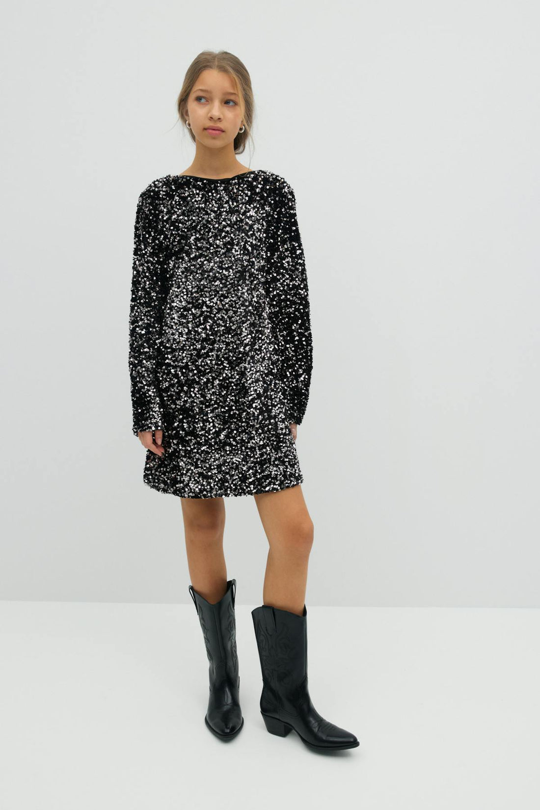 Y sequin bow dress - Noir