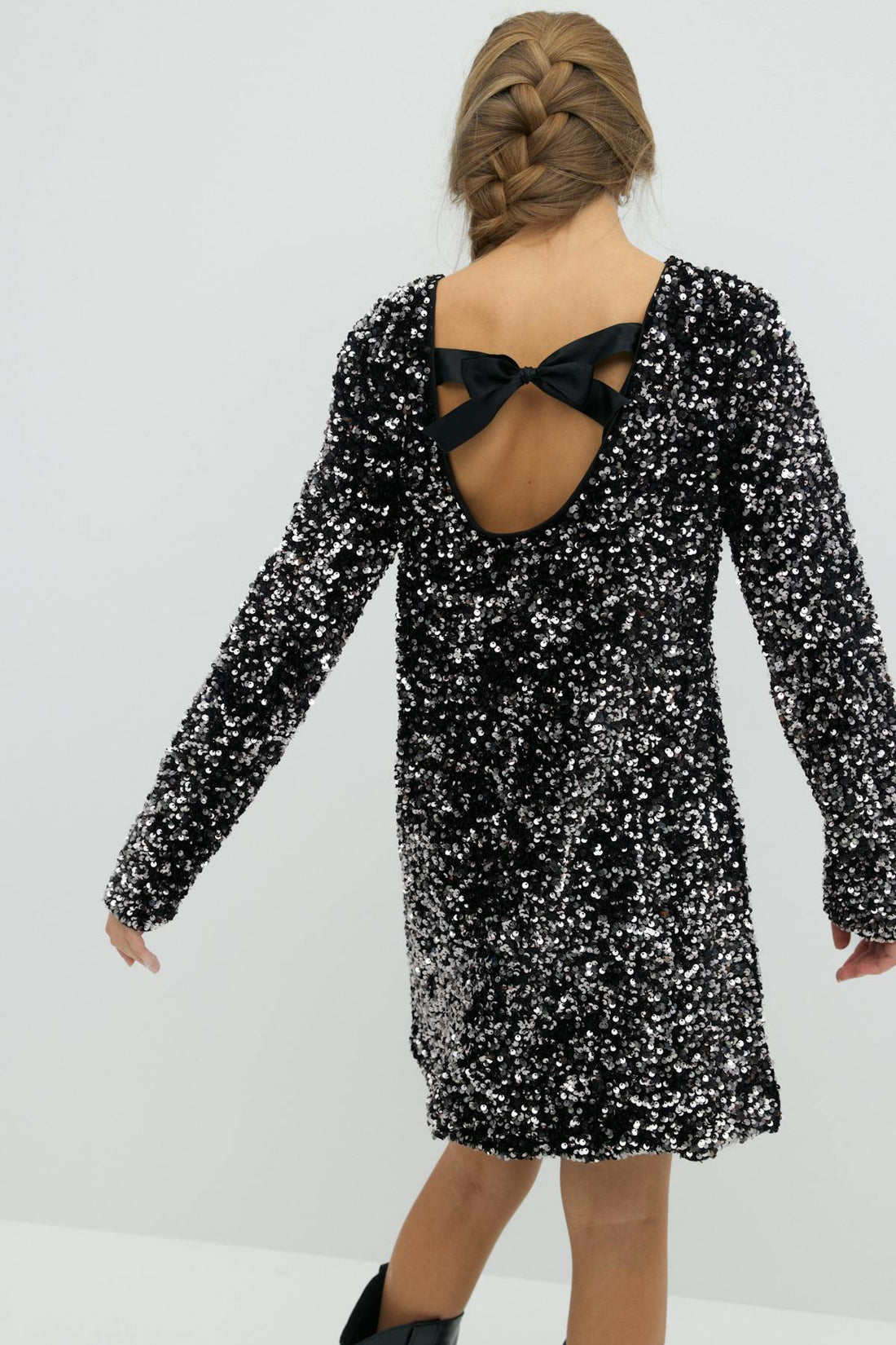 Y sequin bow dress - Noir