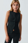 High neck suit vest - Noir