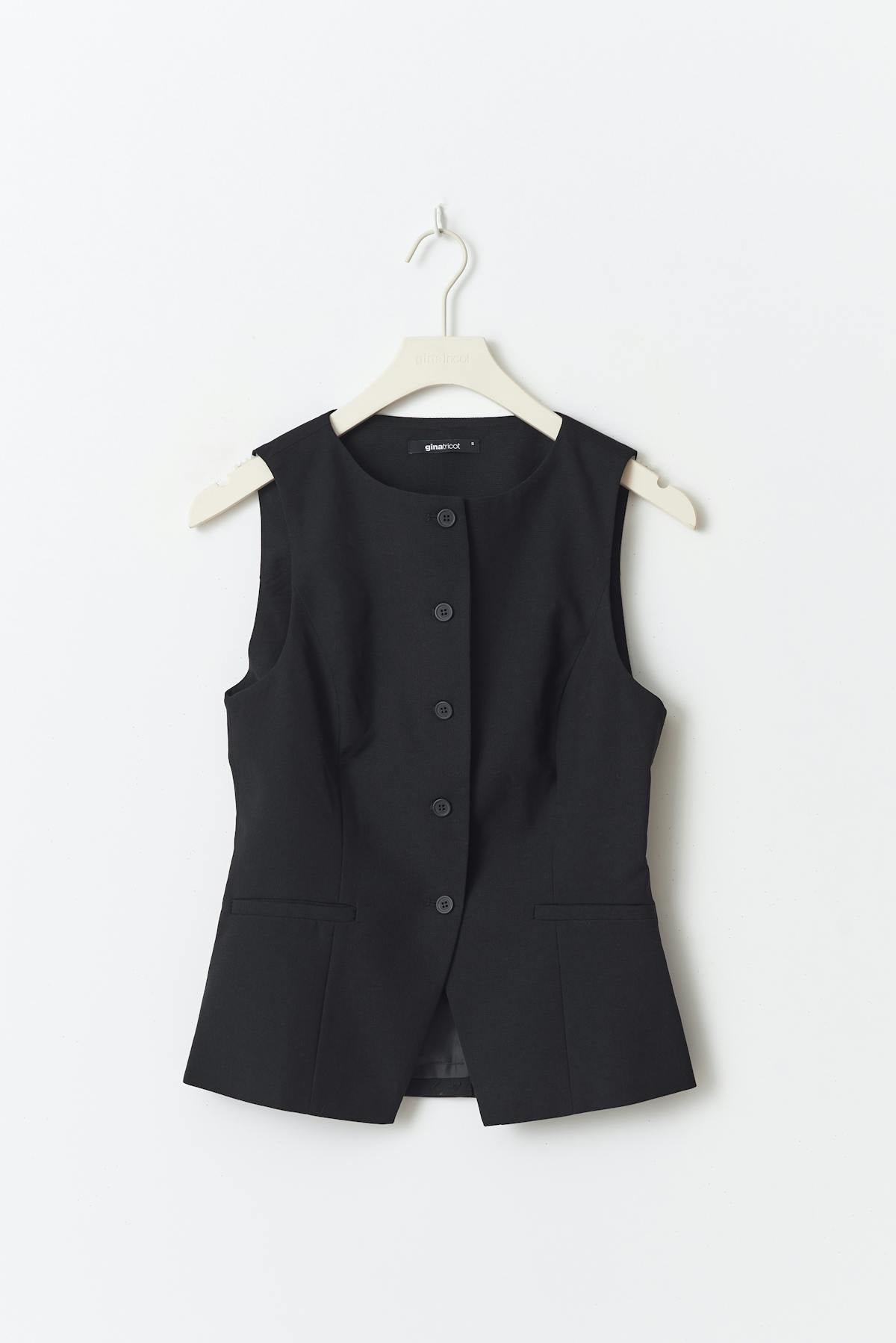 High neck suit vest - Noir