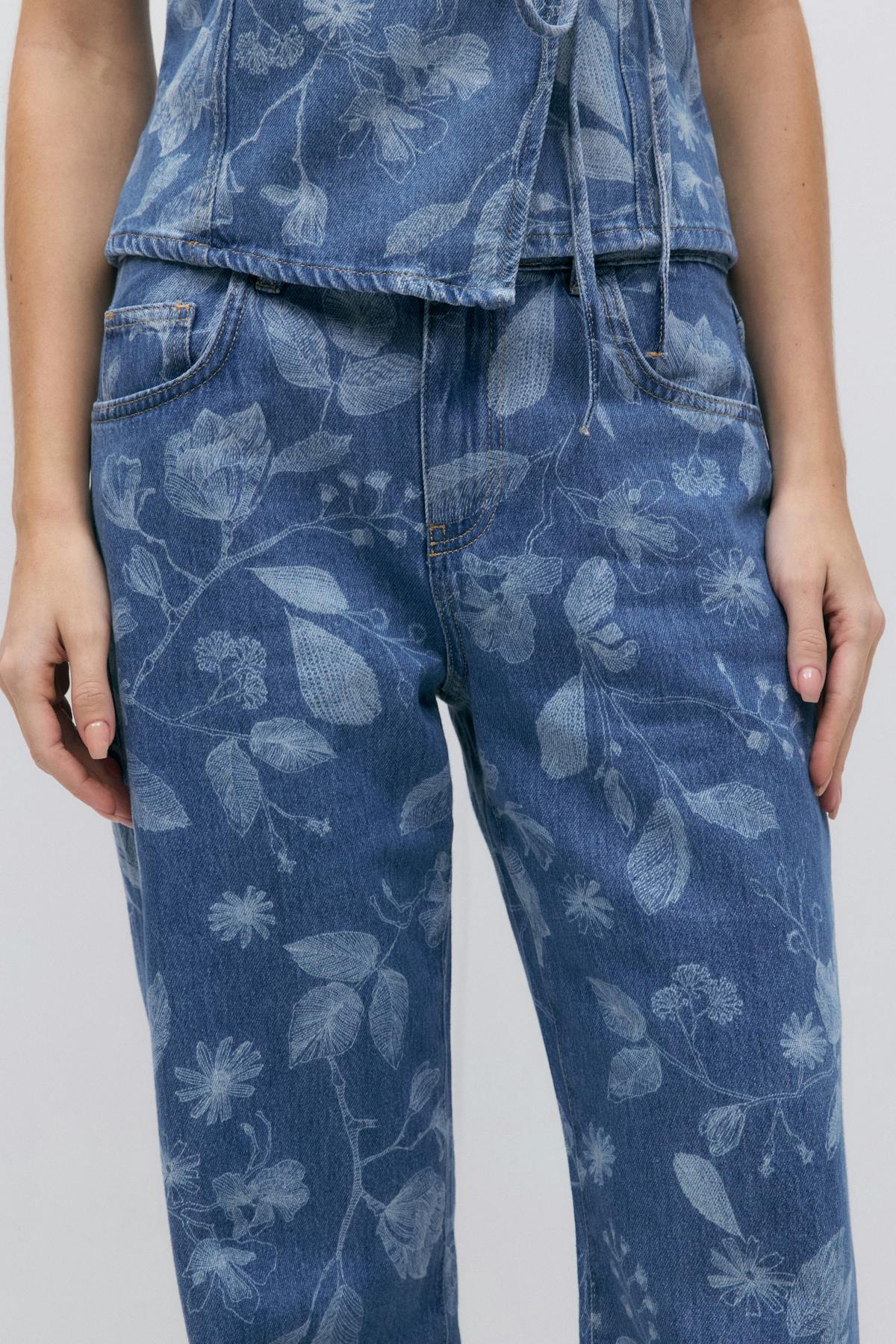 Flower jeans - Bleu