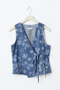 Flower denim vest - Bleu