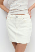 Front seam denim skirt - Crème
