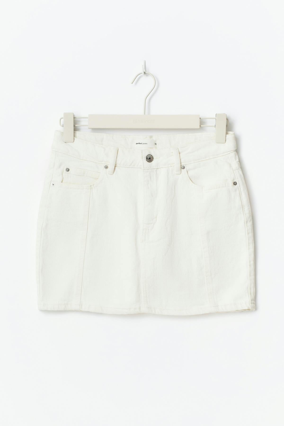Front seam denim skirt - Crème