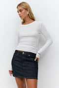 Front seam denim skirt - Crème