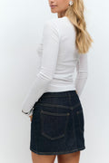 Front seam denim skirt - Crème