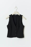Short v-neck vest - Noir