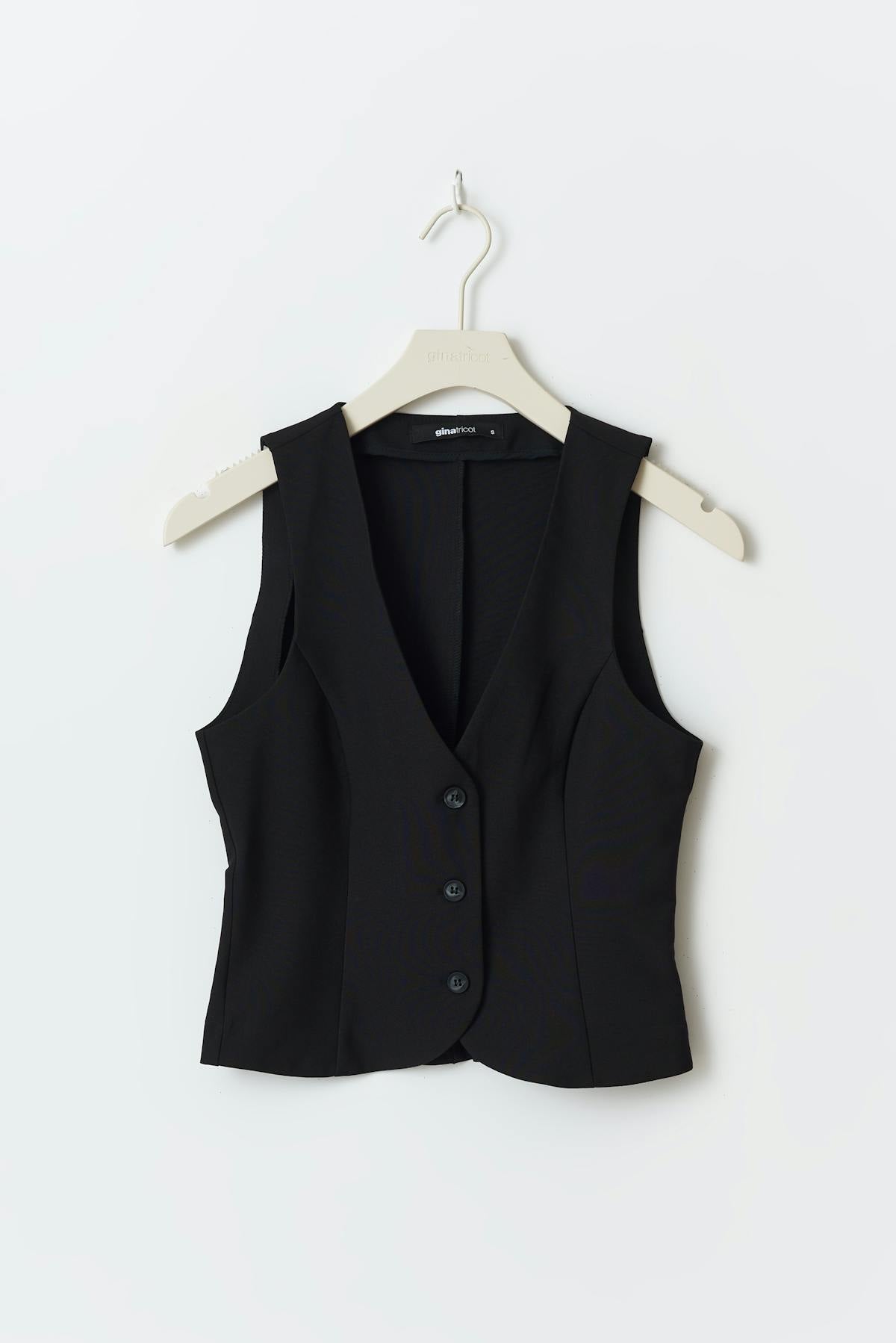 Short v-neck vest - Noir