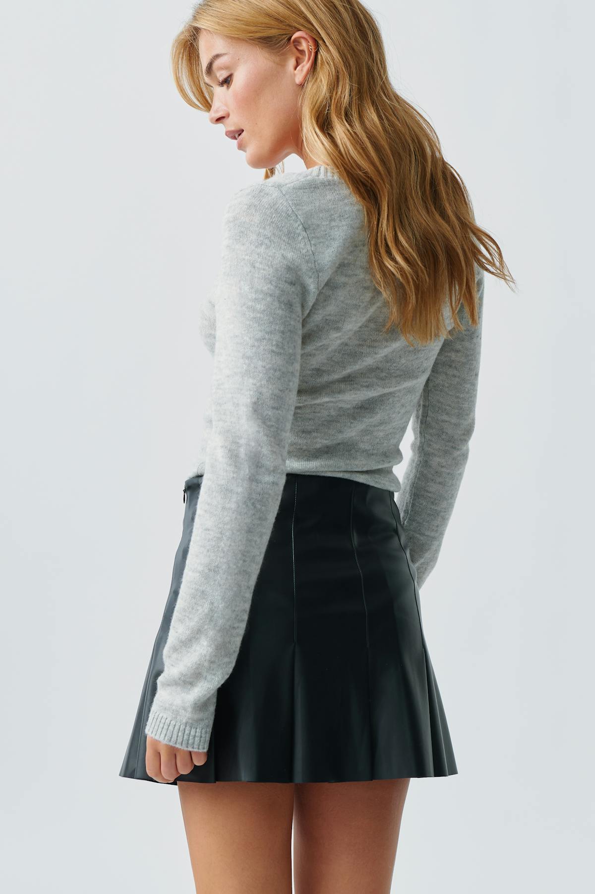 Pleated pu skirt - Noir