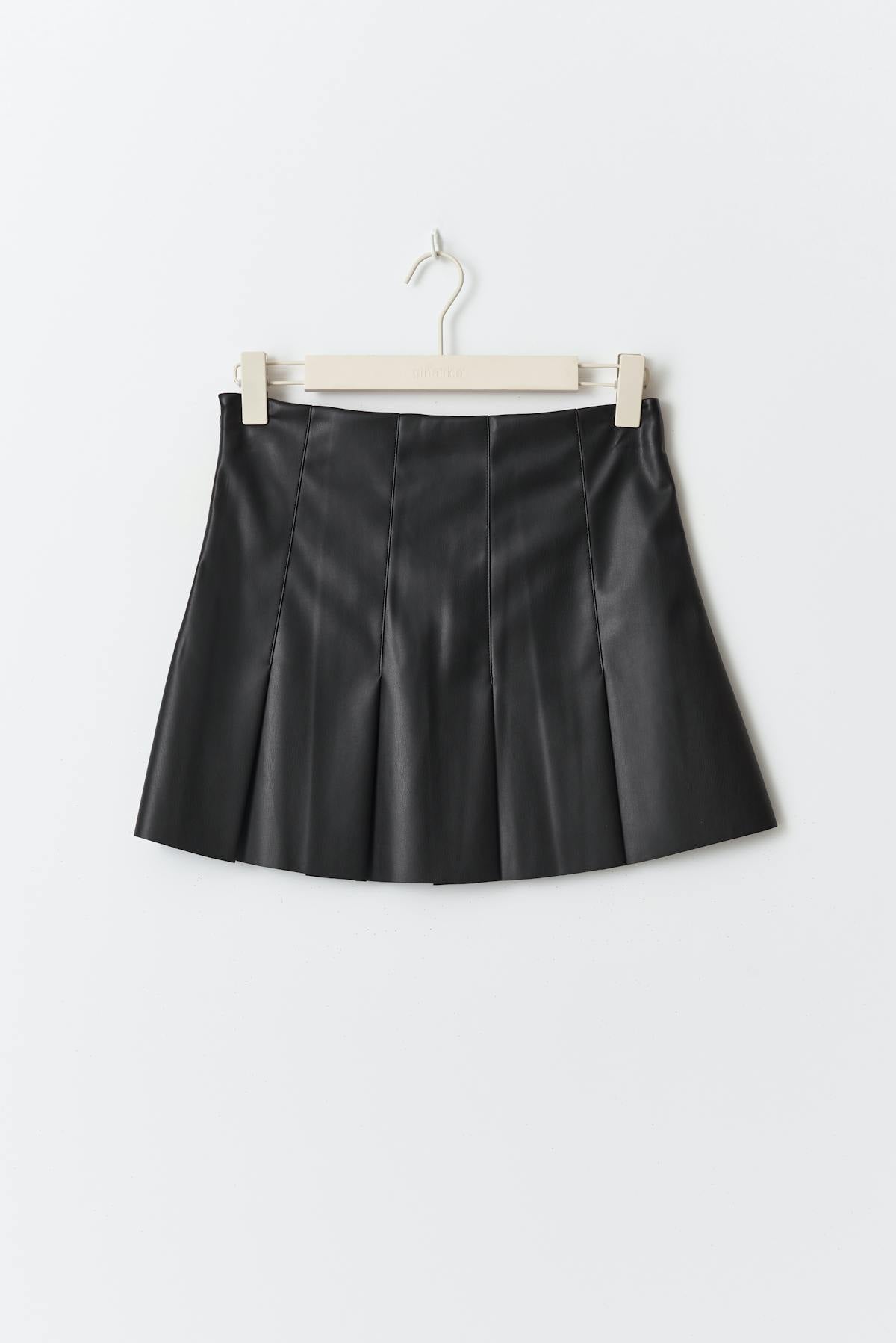 Pleated pu skirt - Noir
