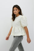 Y puff sleeve top - Creme