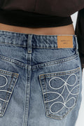 Short denim skirt - Mid blue