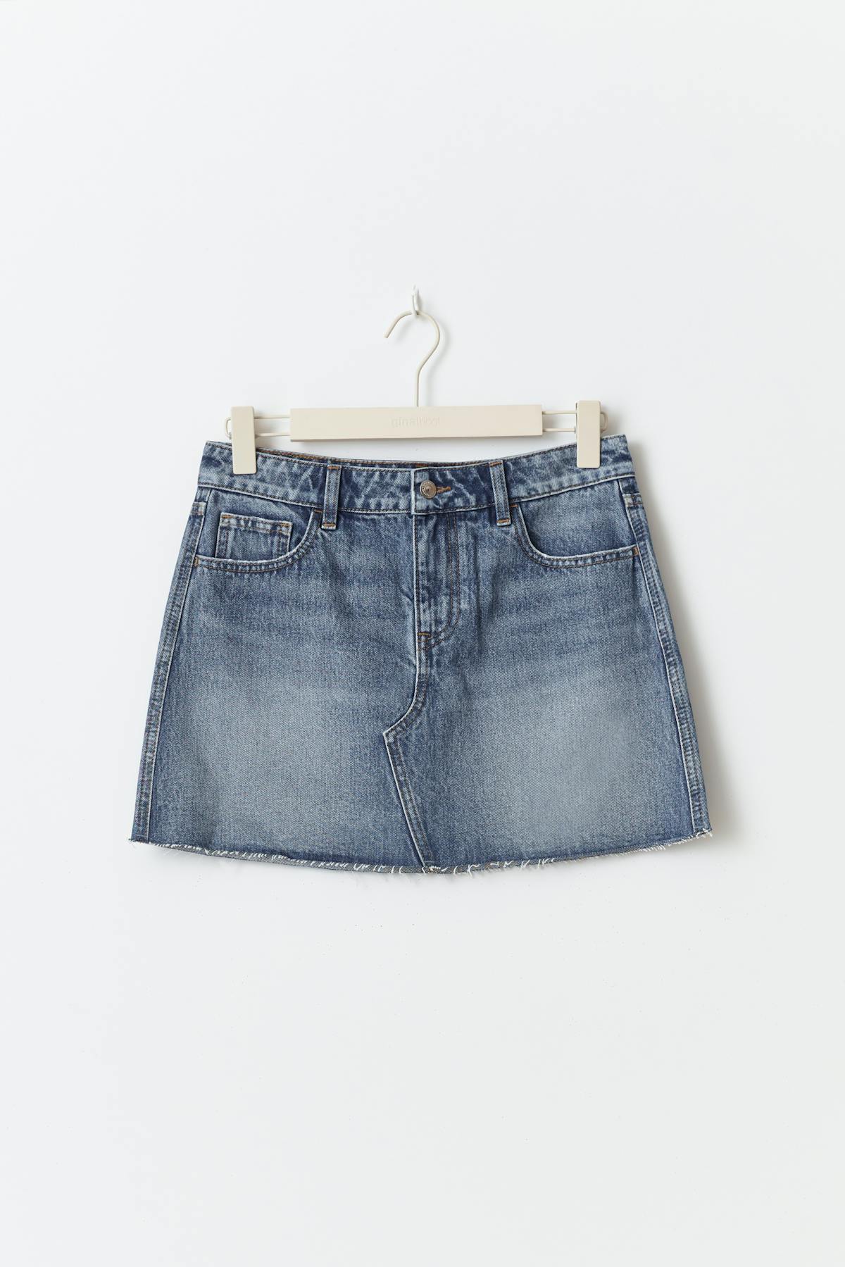 Short denim skirt - Mid blue