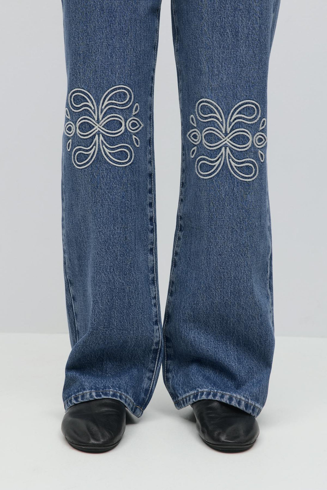 Embroidery jeans - Mid blue