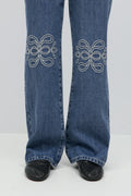 Embroidery jeans - Mid blue